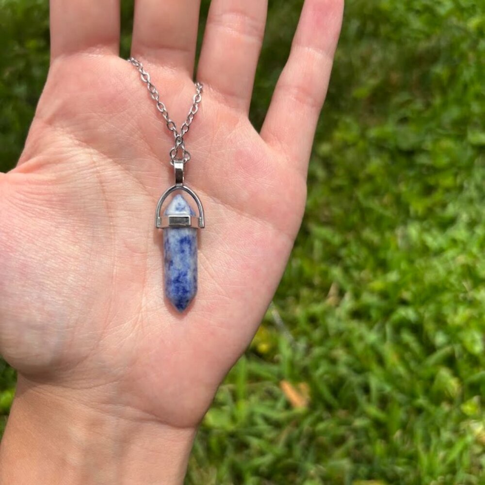 Handmade Blue Spot Jasper crystal necklace - Picture 2 of 5